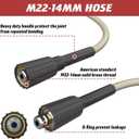 Pressure Washer Hose 50 FT, 1/4" PVC Gray Power Washer Hose, 3300 PSI Kink Resistant Pressure Water Hose, M22-14mm Extension Hose Replacement for Home Use