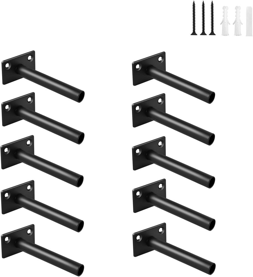 12 Pcs 3" Black Steel Floating Shelf Bracket Blind Shelf Supports - Hidden Brackets for Floating Wood Shelves - Concealed Blind Shelf Support  Screws and Wall Plugs Included 12 Pcs 3" Black Steel Floating Shelf Bracket Blind Shelf Supports - Hidden Brackets for Floating Wood Shelves - Concealed Blind Shelf Support  Screws and Wall Plugs Included