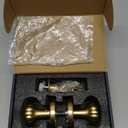 Gold Door Knobs Privacy Door Knob Satin Brass Door Knob Interior Brushed Gold Door Knobs for Bedroom and Bathroom, Zinc Alloy, 1 Pack