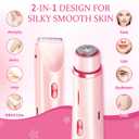 Bikini Trimmer for Women, 2 in 1 Electric Razors for Women, Dermave Bikini Shaver, IPX7 Waterproof & Easy Cleaning, Ceramic Blade, 120 Min Cordless Runtime, Ultra Low Silent(Pink).