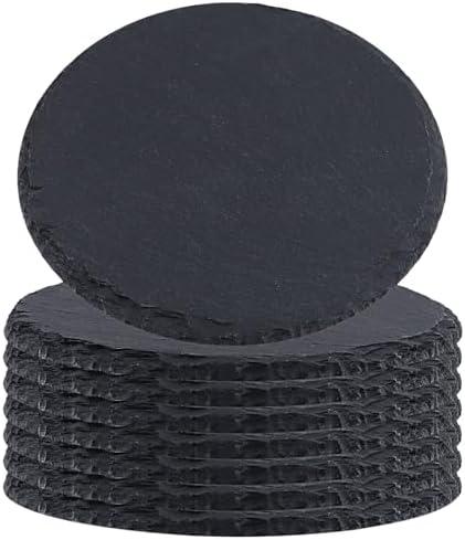 ZOENHOU 5 Pack 8 Inch Slate Cheese Board,Natural Slate Cheese Plates, Black Slate Serving Plates For Cheese,Meat,Appetizers