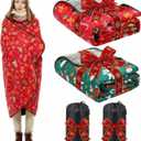 2 Pack Christmas Outdoor Blankets Gifts 78 x 55 in Stadium Blankets Windproof Waterproof Fleece Christmas Picnic Blanket for Campers Sports Fans(Stylish)