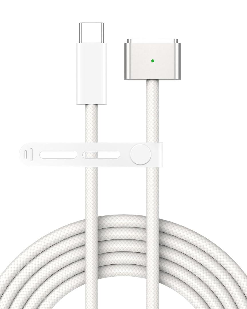 USB C to Magnetic 3 Charger Cable for MacBook Air 13.6 15 inch MacBook Pro 14 16 M5 M4 M3 M2 M1 2026 2025 2024 2023 2022 2021, Braided Cord & LED, Powerful Magnetic, Original Quality, 6.6ft Starlight