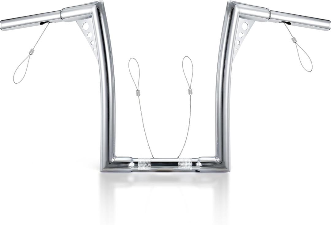 MoKitDora Sportster Dyna Softail Road King Road Glide Ape Hanger Handlebar 12” Rise 1-1/4” Fat 1" Clamp Apes Z Bars for Harley XL883 1200, Chrome