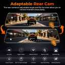 12" Mirror Dash Cam, 4K UHD Front and 2.5K Rear View Dash Camera for Car, with ADAS BSD LCA Smart Mode, GPS, G-Sensor, Loop Recording, Parking Monitor, Voice Control, 5.8GHz WiFi