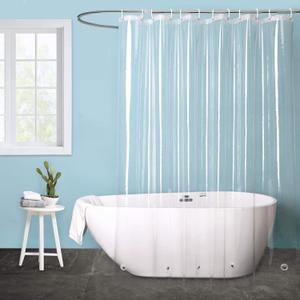 EurCross Clear Shower Curtain Liner 90 inches Long with 5 Magnet Weights and Hooks, Waterproof Premium 9G PEVA Extra Long Plastic Shower Curtain Liner 72 x 90 inch