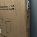 Folding Table, 4FT Foldable Picnic Table with Adjustable Height, Heavy Duty Fold-in-Half Portable Table for Weddings, Camping, RV Travel, Parties, BBQs, and Indoor Use, Easy to Fold and Store, Khaki