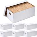 Mifoci 6 Pack File Storage Boxes with Lids, 24 x 12 x 10 Inch Medium Duty Cardboard Moving Boxes, Letter Size Document Organizer for Office Home Graduation Season Moving Storage (White)