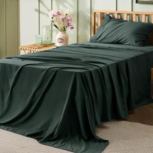 Bedsure Twin Sheets Set - 3 Pieces Soft Twin Bed Sheets - Breathable & Cooling - Hotel Luxury - Easy Care Polyester Microfiber Bedding for Women, Men, Forest Green