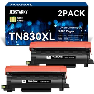 Compatible TN830XL Toner Replacement for Brother TN830XL TN830 XL Toner use with HL-L2460DW HL-L2405W HL-L2400D HL-L2480DW MFC-L2820DW MFC-L2820DW XL DCP-L2640DW MFC-L2900DW (Black,2 Pack)