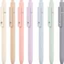 Vanhench 7Pcs 0.5mm Black Ink Pens Fine Point Smooth Writing Gel Pens Quick Dry with Soft Silicone Touch Barrel & Fidget Stress Ball, Multifunction Writing Office Desk Nurse School Supplies (Multicolor)