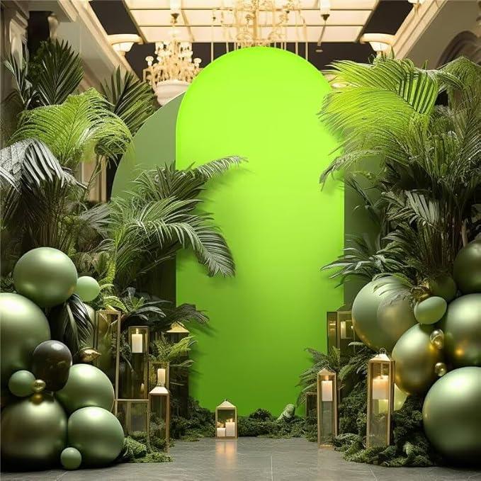 Wedding Arch Cover 6.6FT Spandex Fitted Wedding Arch Stand Covers for Round Top Chiara Arch Backdrop Stands Cover for Birthday Party Ceremony Banquet Decor Lime Green