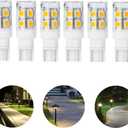 Low Voltage Landscape Replacement LED Light Bulb 12V T5 T10 Wedge Base 25W Equivalent 1.5W 240lm for Garden Path, Deck, Walkway, Lawn Light - Warm White 3000K Pack of 6