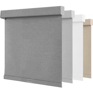 NUTRO CHILL Blackout Window Blinds Cordless, Spring System Window Shades with UV Protection Thermal Insulated Linen Fabric, Roller Blinds for Home Office(25''x72'', Grey)