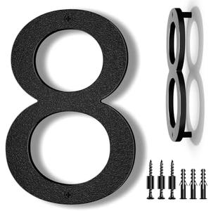IVERRA 8 Inch Large Floating House Numbers, Black Modern House Number for Outside, Home Address Numbers for Outdoor Garage Gate Wall Street (8)