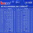 KEZE 826 Pcs Universal SAE and Metric O-Rings Kit,Standard 32 Metric & Inch Sizes O ring Assortment in 2 Box with 4 Piece Pick and Hook for Automotive Faucet Hydraulics Hose Air and Gas Sealing Repair