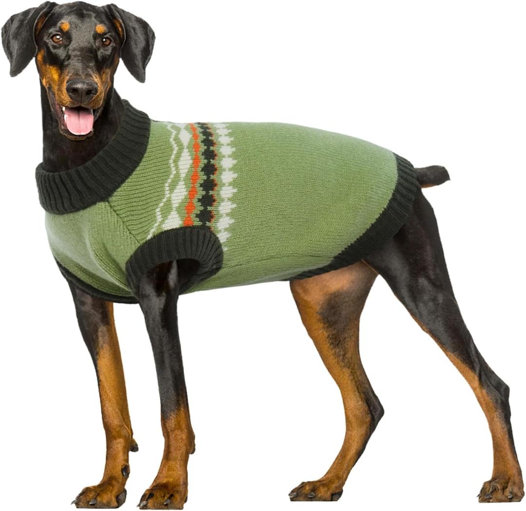 Kuoser Dog Sweater - Large Size, Boy/Girl Dog Christmas Sweater, Warm Green Pullover for Fall/Winter