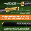 Bionic Flex PRO 50 Garden Hose, Heavy Duty & Lightweight Weatherproof Garden Water Hose with Brass Fittings & Adjustable Brass Spraying & Shooting Nozzle, 500 PSI Tear Resistant, Kink Free Hose