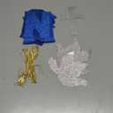 First Holy Communion Banner God Bless Decorations Baptism Bunting Garland Religious Christening 1st Birthday Baby Shower Party Decorations for Boys Kids - Blue Glitter