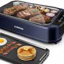 Electric Indoor Grill Griddle, CUSIMAX Smokeless Grill, Portable Korean BBQ with Turbo Smoke Extractor Technology, Non-stick Removable Plate & Griddle Plates