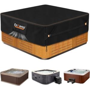 Enzeno Outdoor SPA Hot Tub Cover Waterproof Square 83 x 83 inch fit 82 x 82 or 81 x 81 or 420D Heavy Duty Cub Hot Tub Lid Protectors Protective Cover Cap