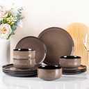 LERATIO Ceramic Dinnerware Sets for 4,Porcelain Plates and Bowls Sets,Microwave & Dishwasher & Oven Safe,Scratch Resistant Dishes Sets-Service for 4 (12pcs)-Mordern-coffee