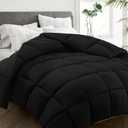 HYLEORY All Season Full Size Bed Comforter - Cooling Down Alternative Quilted Duvet Insert with Corner Tabs - Winter Warm - Machine Washable - Black, Full82*86