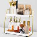 DWTS Coffee Bar Accessories,Coffee Station Organizer with Multi-Functional,CoffeeBar Decor for Accessories,2 Tier Wooden Shelf Gold Metal Station Organizer for Countertop,Syrup