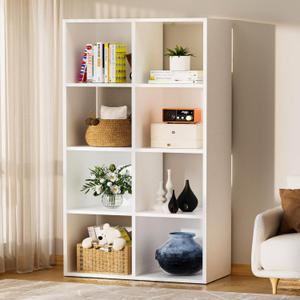 COMHOMA 8 Wood Cube Storage Organizer with Open Back and Removable Back Panels, 11In White Cube Storage Bookshelf, Cubicle Shelf Bookcase for Home Office Bedroom Living Room, Vertical or Horizontal