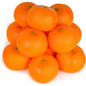 HAKSEN 12 PCS Fake Oranges, Artificial Fruits for Decoration Lifelike Fake Fruit Faux Oranges for Home Kitchen Cabinet Decor Photography Prop