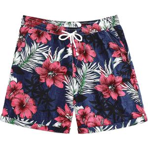 JOGAL Men's Hawaiian Beach Shorts Summer Casual Tropical Flower Flat Front Aloha Shorts with Pocket Navy XX-Large
