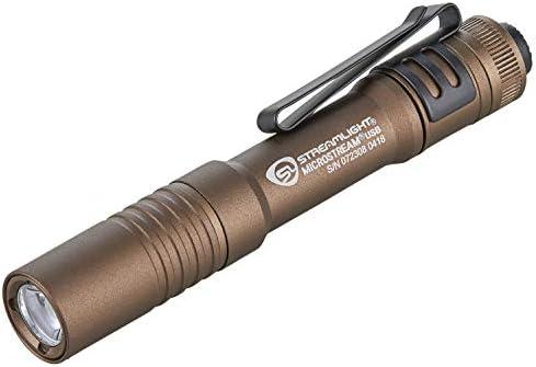 Streamlight 66609 MicroStream 250-Lumen EDC Ultra-Compact Flashlight with USB Rechargeable Battery, Box Coyote