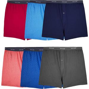 Fruit of the Loom Men's Tag-Free Boxer Shorts (Knit & Woven), Big Man - 6 Pack - Assorted Colors, 2X-Large