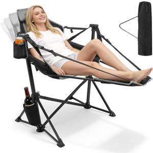 ZENPETIO Hammock Camping Chair with Footrest, 500lbs Folding Rocking Chairs, Oversized