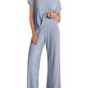 ANRABESS Lounge Sets For Women Summer Rib Knit 2 Piece Pajama Sets 2026 Casual Spring Beach Vacation Outfits Airport Clothes Blue Large
