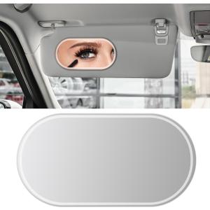 Ouzorp Car stainless steel sun visor vanity mirror, car self-adhesive vanity mirror, travel vanity rearview mirror, suitable for car truck SUV sun visor, seat back, dashboard(oval)