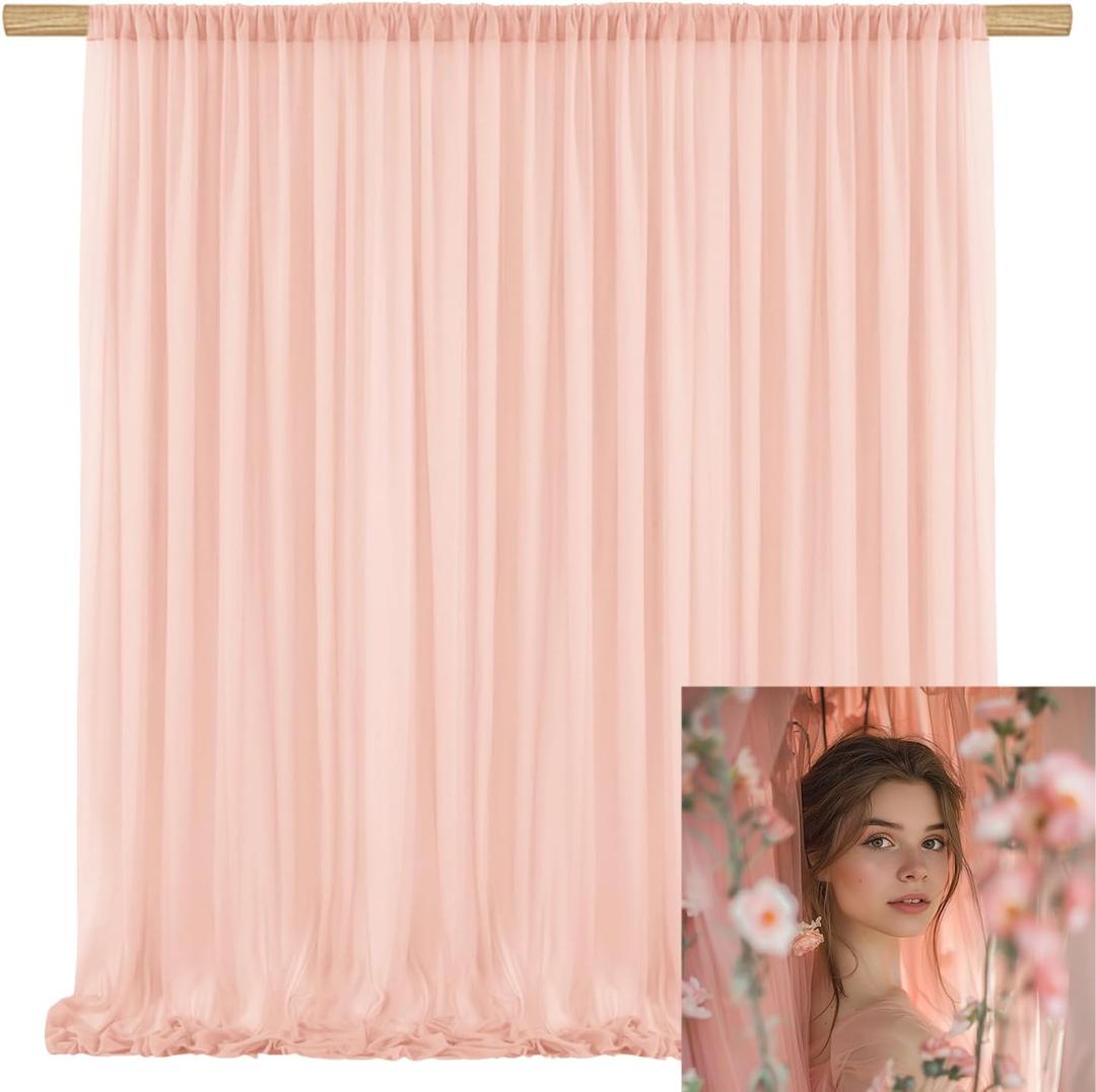 10x10ft Pink Tulle Backdrop Pink Curtains 2 Panels Blush Pinks Backdrop Curtain Tulle Wedding Birthday Party Cake Table Arch Decor Video Studio Props TAYS057