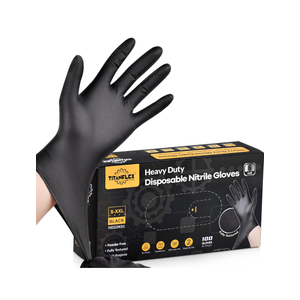 TitanFlex Heavy-Duty Black Disposable Nitrile Gloves, Box of 100, 6-mil, Fully Textured, Powder-Free, Latex-Free, Non-Sterile Size M