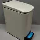 Cesun Small Bathroom Trash Can with Lid Soft Close, Step Pedal, 6 Liter / 1.6 Gallon Stainless Steel Garbage Can with Removable Inner Bucket, Anti-Fingerprint Finish (Creamy White)