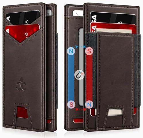 Wallet for Men Slim Leather Wallets for 9-13 Cards, RFID Blocking Thin Card Holder Wallet with ID Window & Stretchable Cash Slot, Minimalist Bifold Small Wallet for Front Pocket, Birthday Gift for Men