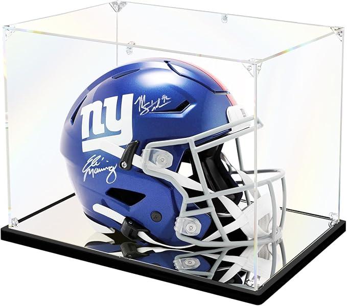 Football Helmet Display Case Mirror Base, Acrylic Display Box for Full Size Football Helmet, Self-Assembly (15.8x11.8x11.8 inch, 40x30x30 cm)