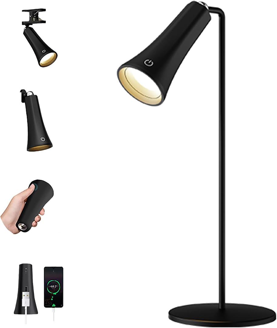 5 Modes Rechargeable LED Lamp with Magnet Swivel Joint, Touch Control, Adjustable Brightness, Color, 360 Angle, Can Become Desk Lamp, Clip Lamp, Wall Lamp, Flashlight, Portable Charger (Black) 5 Modes Rechargeable LED Lamp with Magnet Swivel Joint, Touch Control, Adjustable Brightness, Color, 360 Angle, Can Become Desk Lamp, Clip Lamp, Wall Lamp, Flashlight, Portable Charger (Black)