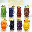 Yungyan 8 Pcs Ceramic Tiki Mugs for Cocktails Tiki Cups for Party Hawaiian Cups Tropical Drinkware for Luau Exotic Party Barware Home Bar Decoration (Mixed Styles)