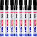 Black Paint Markers, 8 Pack Oil-Based Waterproof Quick Dry Permanent Paint Pen Set for Rocks Painting, Wood, Fabric, Plastic, Canvas, Glass, Mugs, Metal, Tire, Stone, DIY Craft