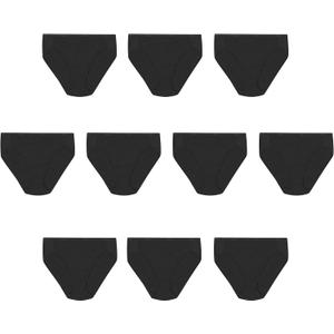 Hanes womens High-cut Panties Pack, High-waisted Briefs, Moisture-wicking Cotton Underwear, 10-pack (Colors May Vary) (8, All Black)