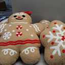 Lanpn Christmas Gingerbread Pillows Set of 4, Christmas Decoration Winter Throw Pillows Soft Fleece Sherpa Cute 3D Shaped Ginger Bread Throw Cushion for Sofa Bedroom Xmas Decor