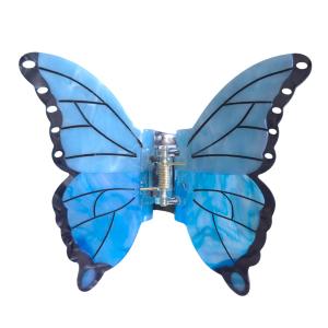 White Spotted Butterfly Hair Clips,Acetate Hair Clip,Striped Butterfly Claw Clips for Women,Blue