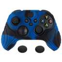 eXtremeRate PlayVital Samurai Edition Anti-Slip Controller Grip Silicone Skin for Xbox Core Controller, Ergonomic Protective Case Cover for Xbox Series S/X Controller w/Thumb Grips - Black & Blue