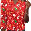 LOMON Womens 3/4 Length Sleeve Tops V Neck Business Casual Blouses Summer Tees Shirts 2026 (Red, M)