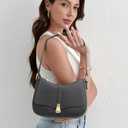 Prettyzys Crescent Shoulder Bag for Women, Vintage Retro Vegan Leather Clutch Tote Handbags Crossbody Bags Handbag for Women (Black)